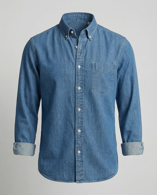 Herren Langarmhemd Jeans Regular Fit