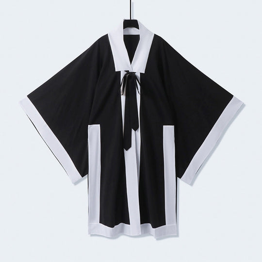 Unisex Oversize Kimono-Cardigan mit Kontrastblende, Bindeband und aufgesetzten Taschen Shop Nory