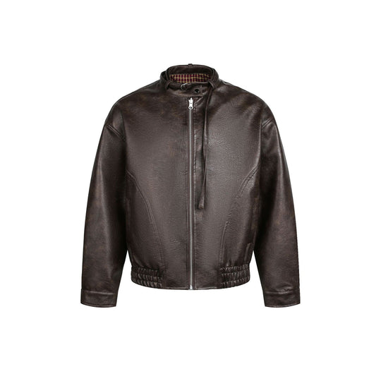 Herren Lederblouson im Pilotenstil mit Schnallenkragen und gerafftem Bund Shop Nory