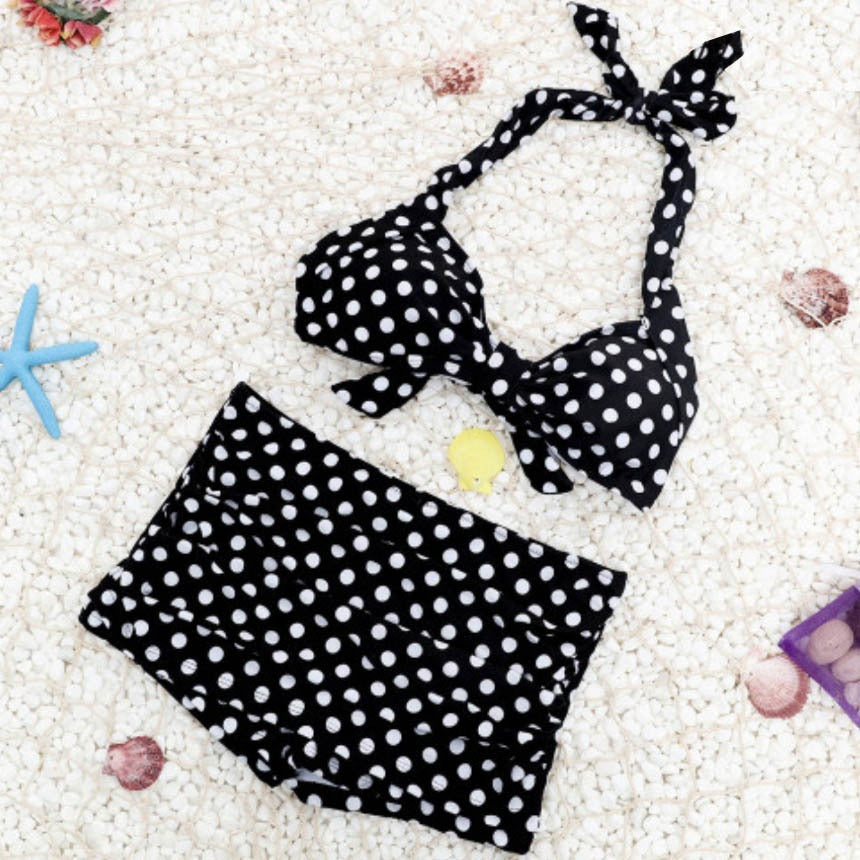 Damen Bikini-Set mit gepolstertem Oberteil und hochgeschnittenem Höschen