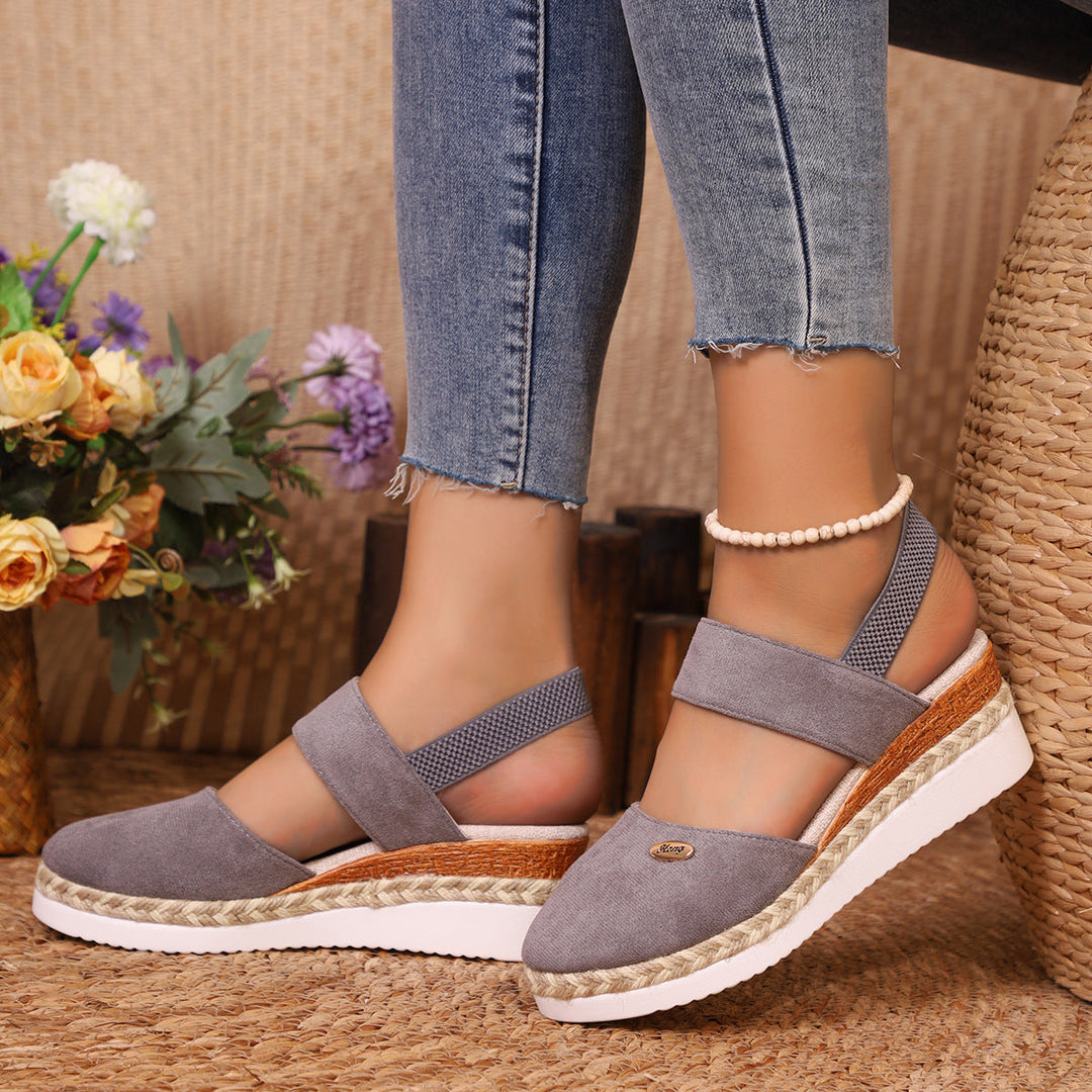 Damen Wedge-Sandaletten mit elastischem Riemendesign und komfortabler Plateausohle
