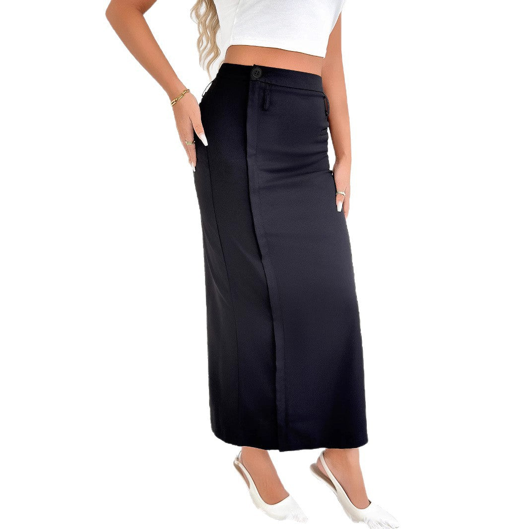 Damen Maxirock mit hohem Bund, Frontreißverschluss‑Schlitz und taillierter Silhouette Shop Nory