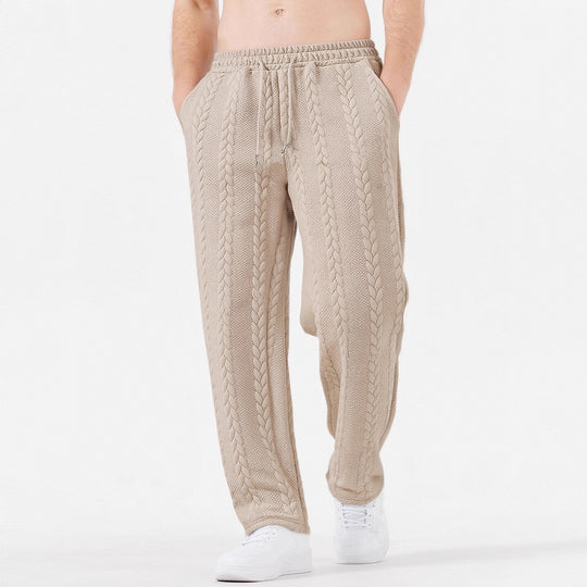 Herren grobgestrickte Lounge-Jogginghose mit Zopfstrick, Elastikbund und Kordelzug Shop Nory