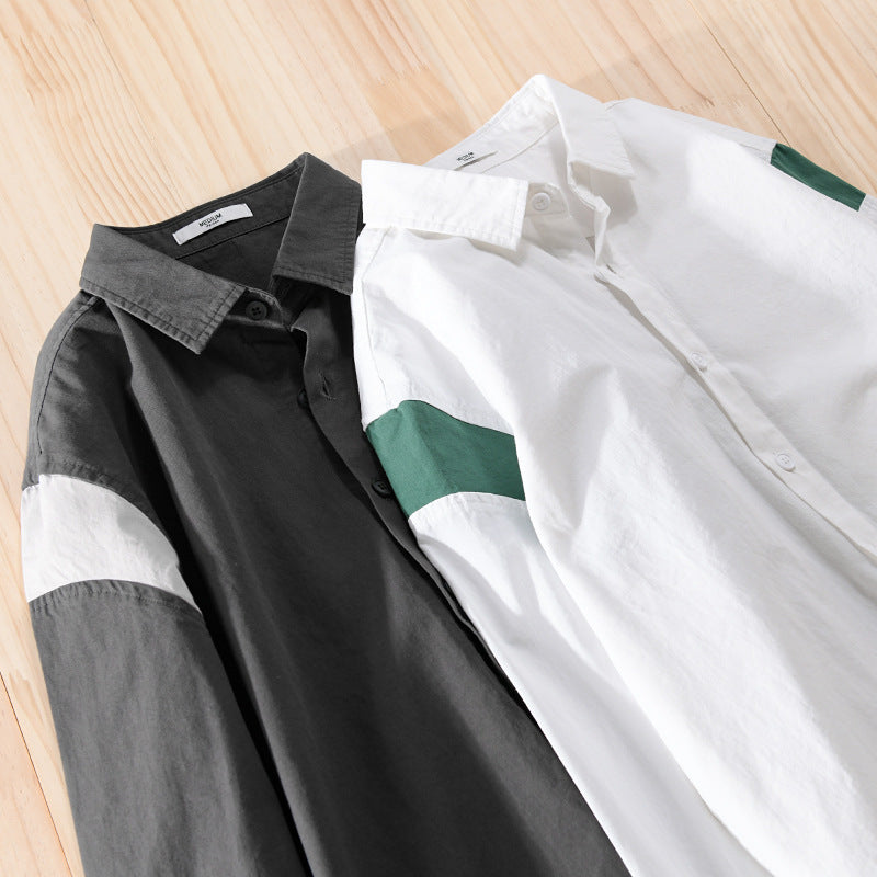 Herren Leichtes Baumwoll-Layering-Hemd mit Kontrastschulterpaneel und innenliegendem T-Shirt Shop Nory