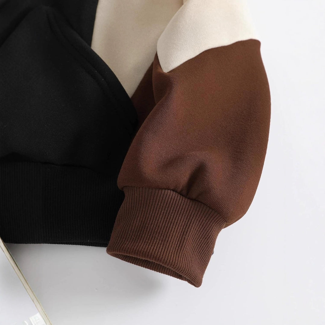 Damen Kapuzen‑Sweatjacke mit Farbblock, Reißverschluss und Kängurutasche Shop Nory