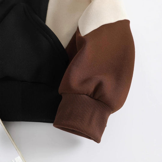 Damen Kapuzen‑Sweatjacke mit Farbblock, Reißverschluss und Kängurutasche Shop Nory