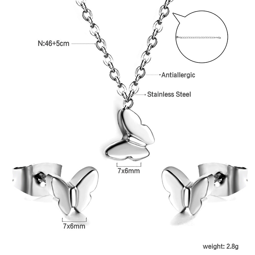Damen Schmuckset mit stilvollem Schmetterlingsanhänger und passenden Ohrringen Shop Nory