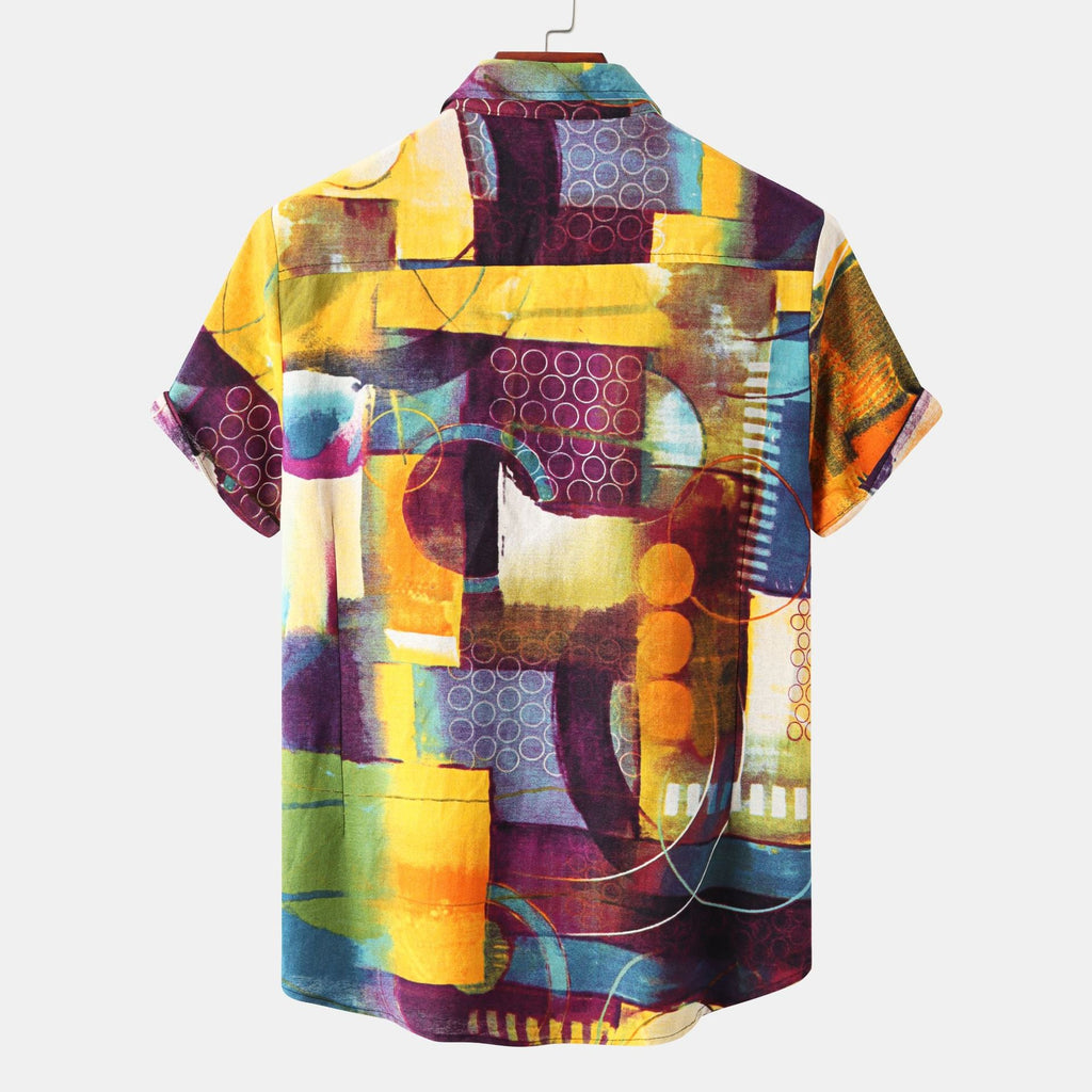 Herren Kurzarmhemd mit kreativem Abstract-Design Shopnory