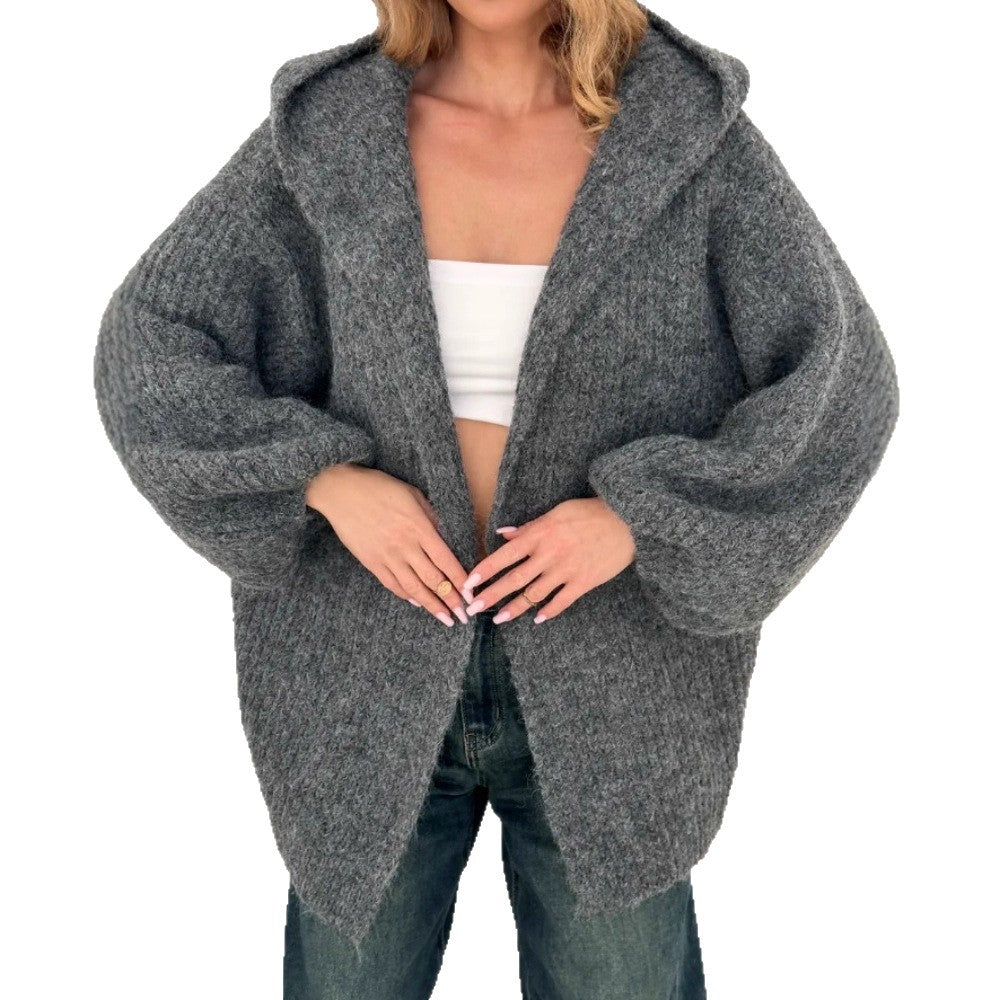 Damen Oversized Strickjacke mit Kapuze Shop Nory
