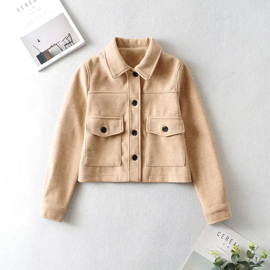 Damen Kurze Wollmix-Übergangsjacke mit aufgesetzten Pattentaschen Shop Nory