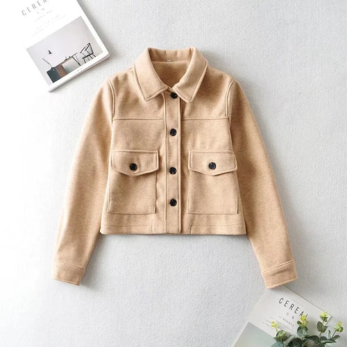 Damen Kurze Wollmix-Übergangsjacke mit aufgesetzten Pattentaschen Shop Nory
