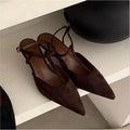 Damen spitze Slingback Ballerinas aus weichem Veloursleder