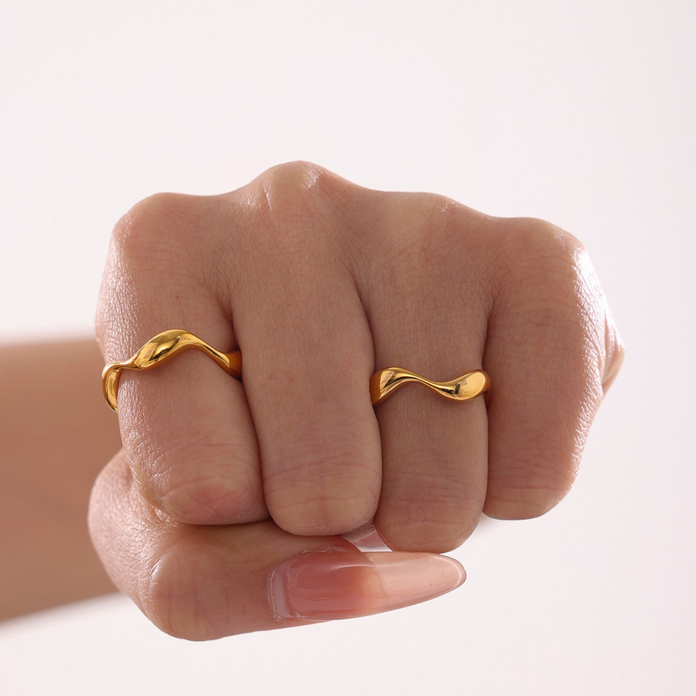 Damen Offener Ring mit geschwungenem Design aus hochwertigem Edelstahl Shop Nory