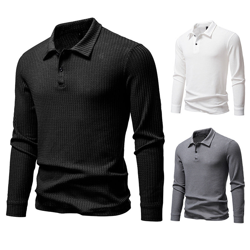 Herren Waffelstrick-Poloshirt mit Halbknopfleiste und Hemdkragen Shop Nory
