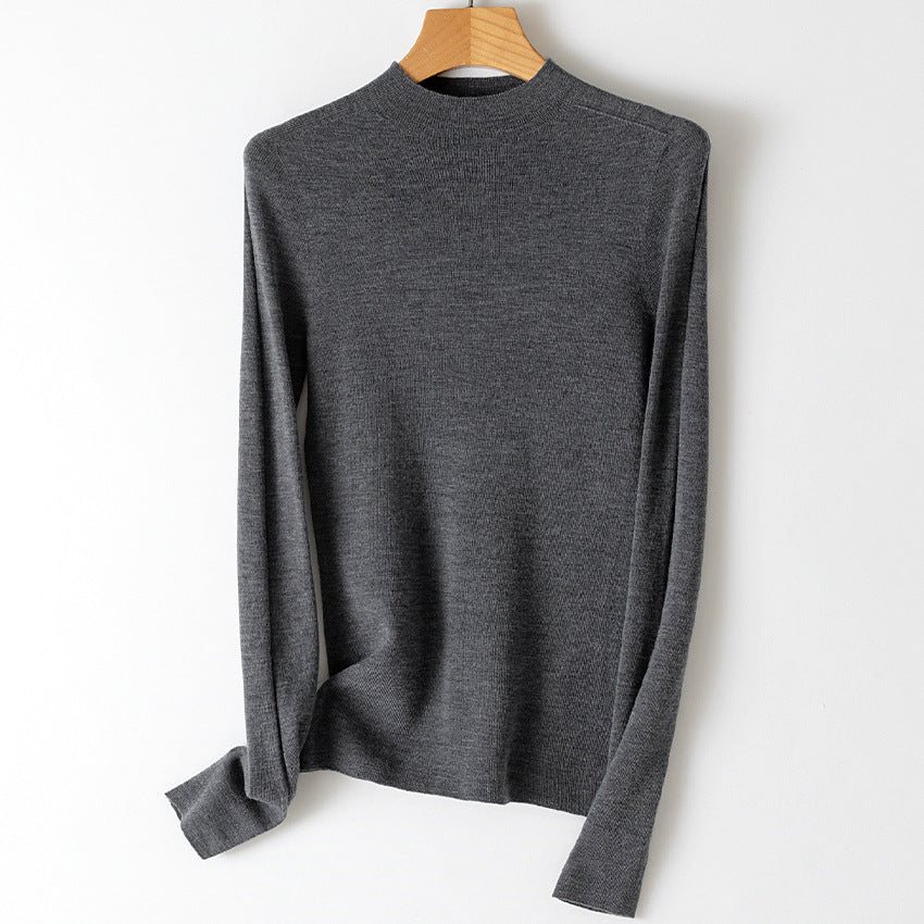 Damen Leichter Feinstrick-Pullover mit kurzem Stehkragen und schmaler Silhouette Shop Nory