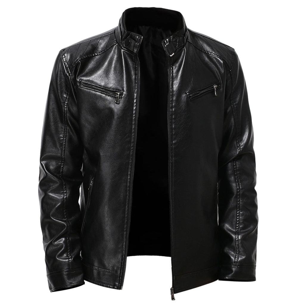Herren stylische Kunstleder-Motorradjacke im Biker-Stil