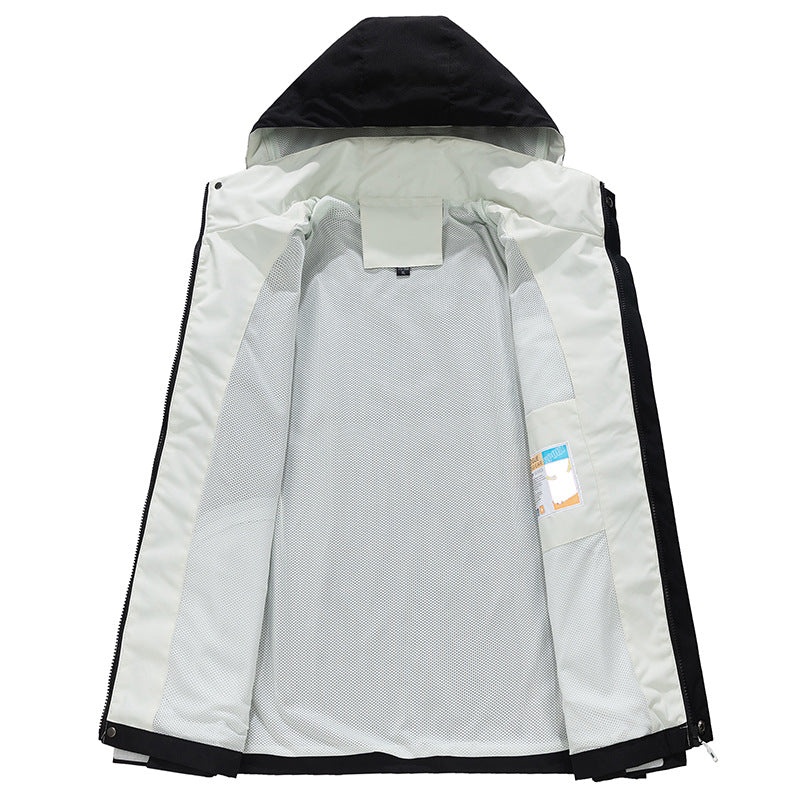Herren Dreilagige wasserabweisende Kapuzen‑Outdoorjacke mit Mesh‑Futter und verdecktem Reißverschluss Shop Nory
