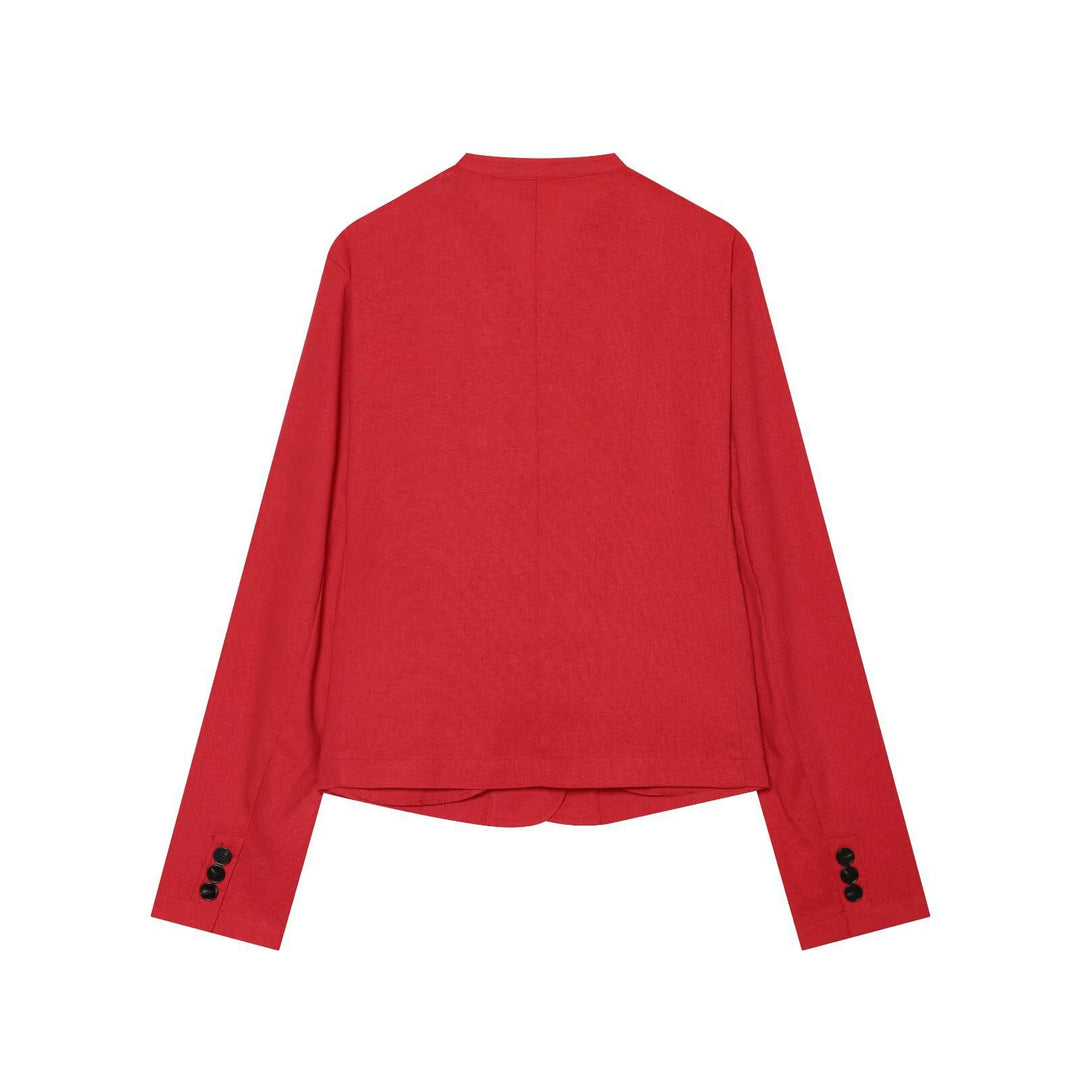Damen Kurzblazer mit Stehkragen, taillierter Silhouette und Knopfverschluss Shop Nory