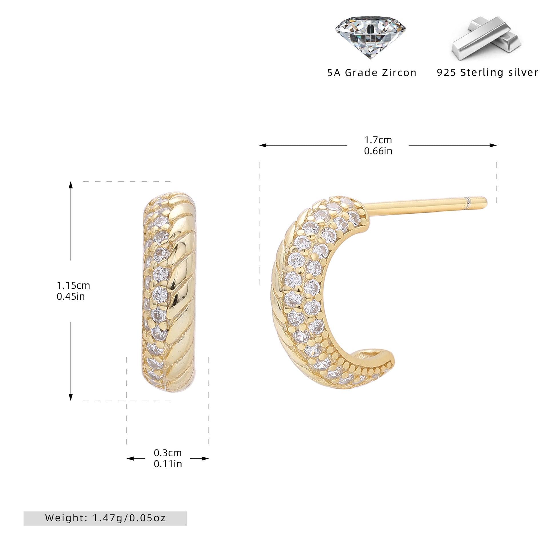 Damen Ohrhänger mit eleganter Zirkon-Verzierung aus hochwertigem 925 Sterling Silber Shop Nory