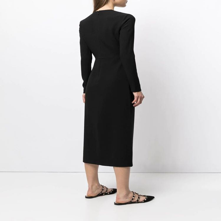 Damen Tailliertes Midikleid mit langem Arm, vorderlichem Schlitz und cleanem Tailoring Shop Nory