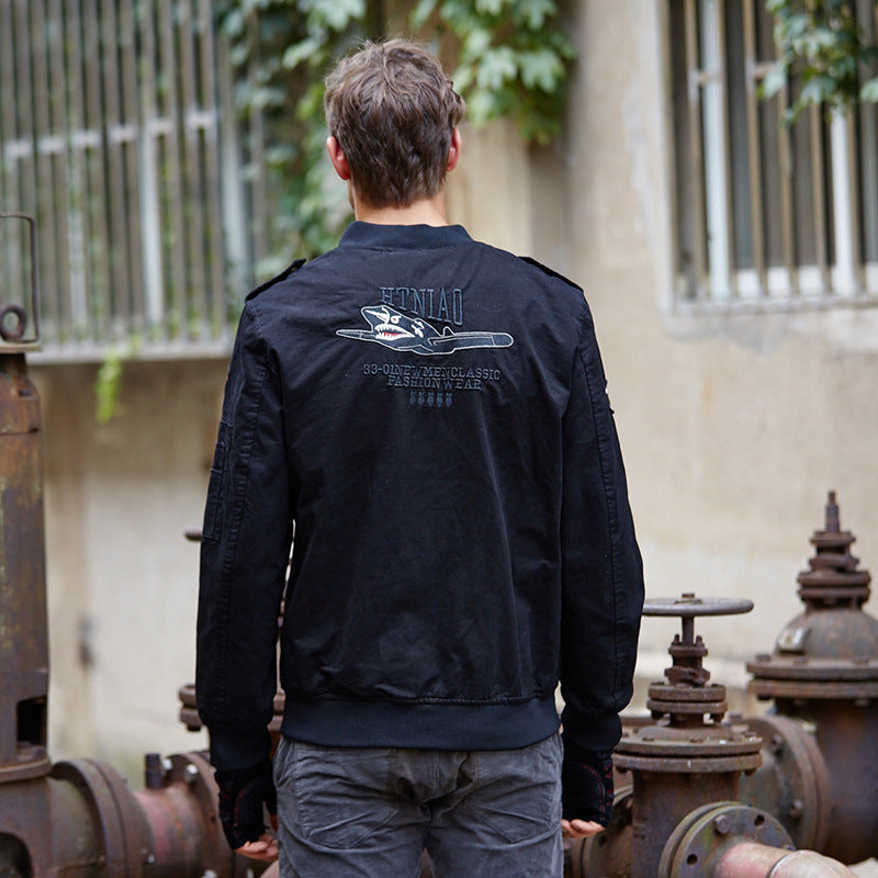 Herren leichte Bomberjacke im Flieger-Utility-Stil mit Schulterepauletten und Ärmeltasche Shop Nory