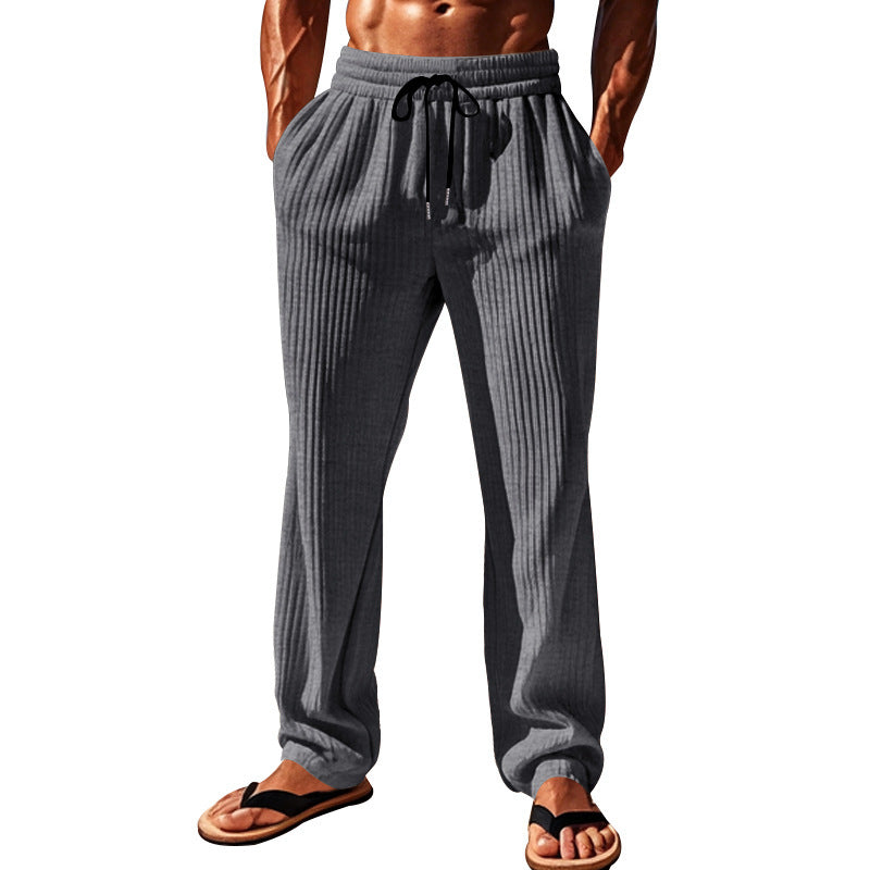 Herren Bequeme Freizeithose mit Rippstruktur und verstellbarem Bund