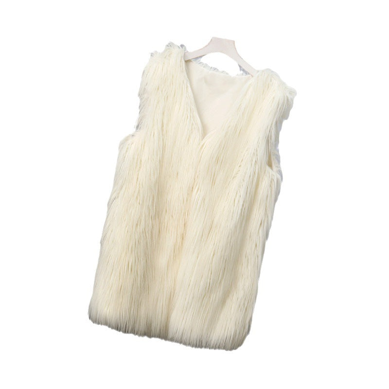 Damen Modische Kunstfell-Weste im trendigen Oversized-Schnitt