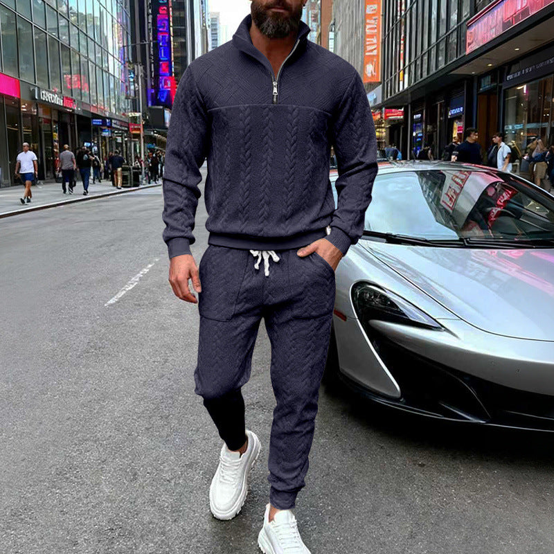 Herren Waffelstruktur-Halbzip-Loungewear-Set mit Cargo-Jogger Shop Nory