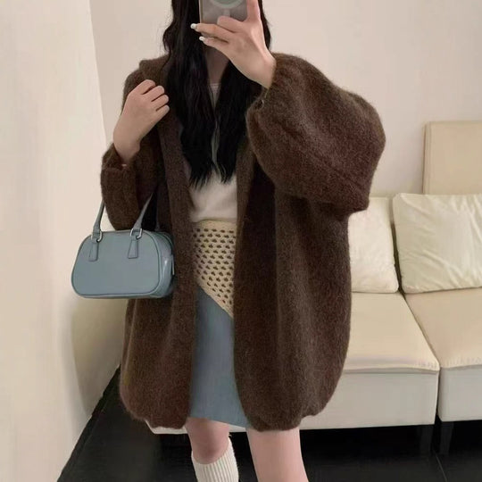 Damen Flauschige Übergröße Strickjacke Shop Nory