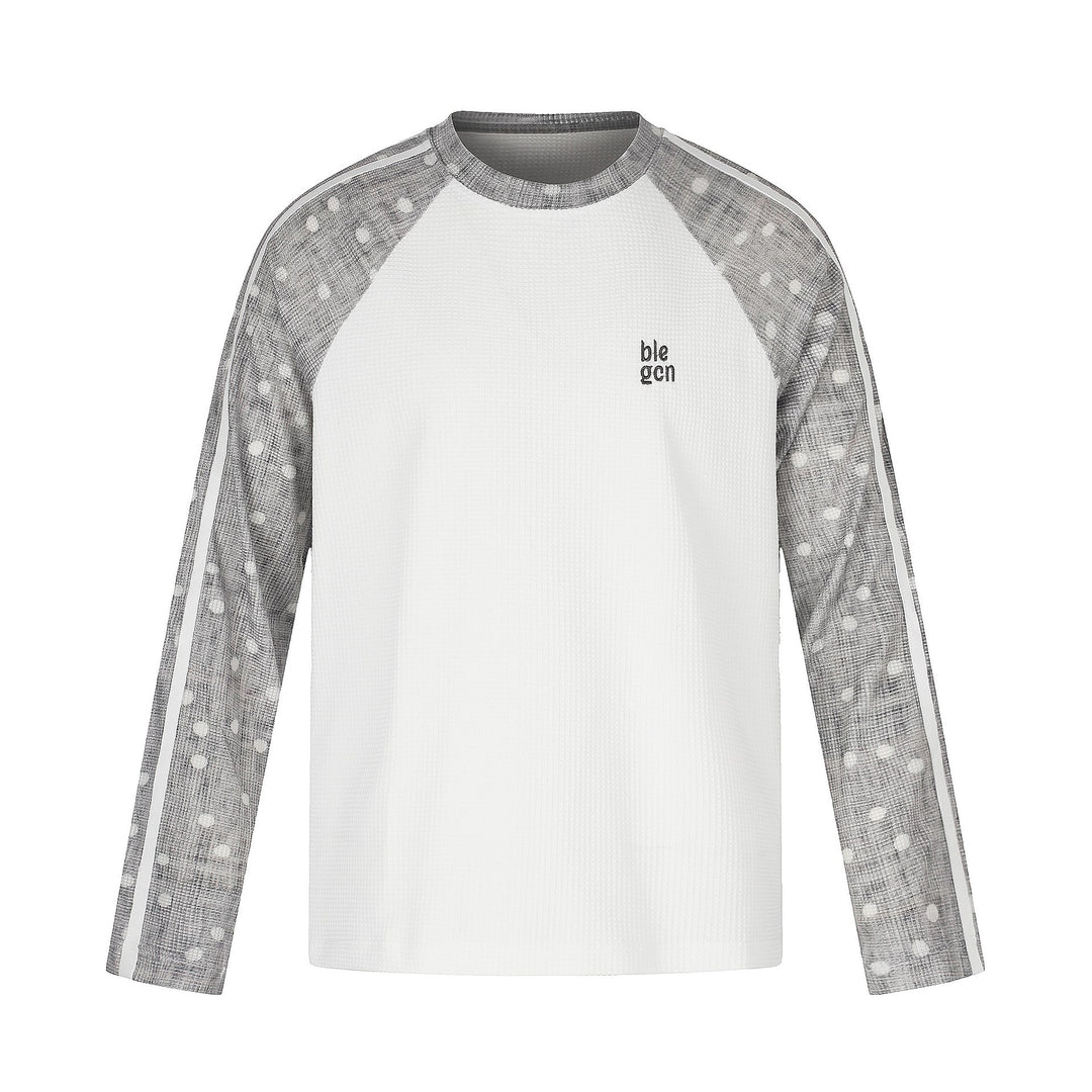 Unisex Waffelstruktur-Sweatshirt mit transparenten Kontrastärmeln, Raglan und Seitenstreifen Shop Nory