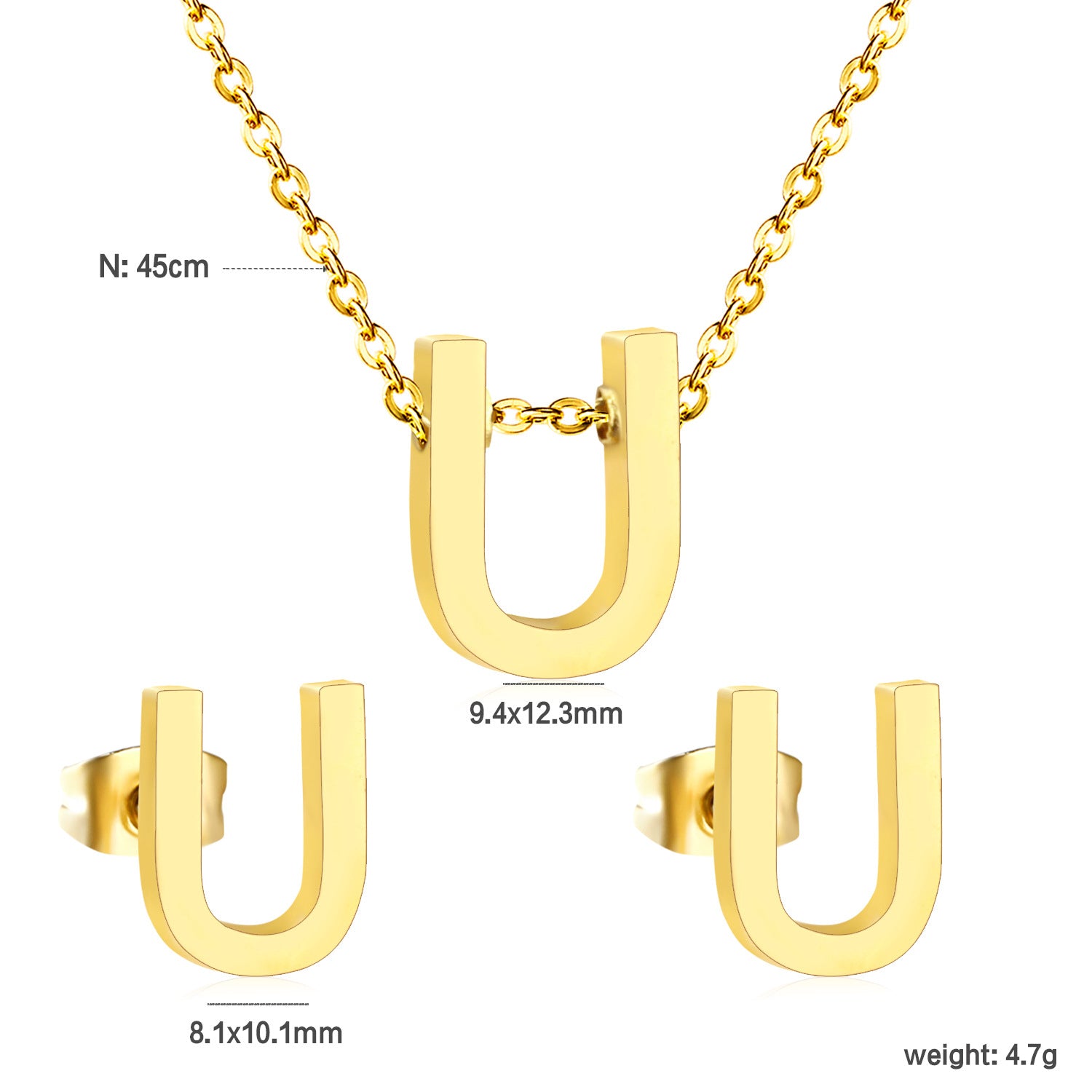 Damen Schmuckset mit K-Anhänger und passenden Ohrsteckern Shop Nory