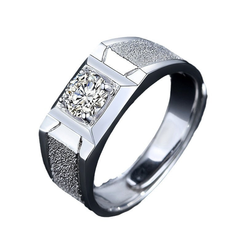 Herrenring mit quadratischem Zirkonia und strukturiertem Design Shop Nory