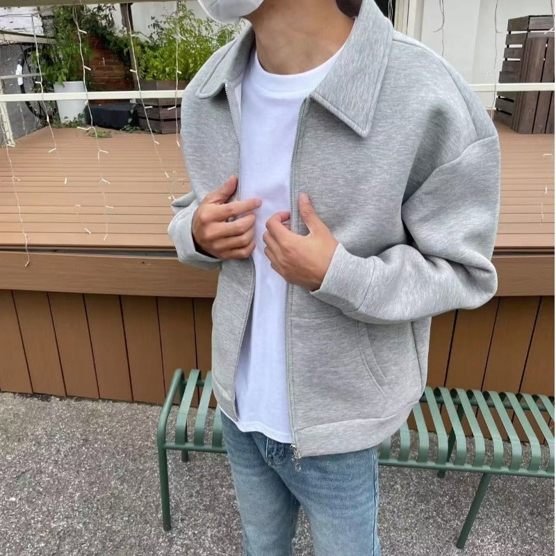 Herren Reißverschluss-Sweatjacke mit Hemdkragen und Oversize-Schnitt Shop Nory