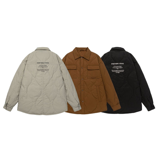 Herren Gesteppte Oversize-Hemdjacke mit Steppung, Druckknöpfen und Brusttaschen Shop Nory