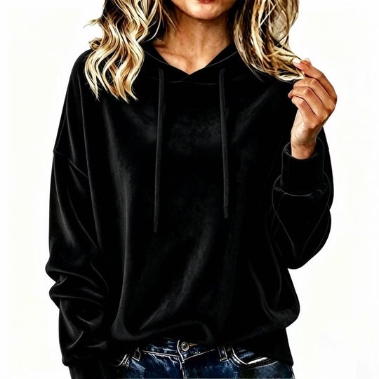 Damen Velours-Oversize-Kapuzenpullover mit Raglanärmeln Shop Nory