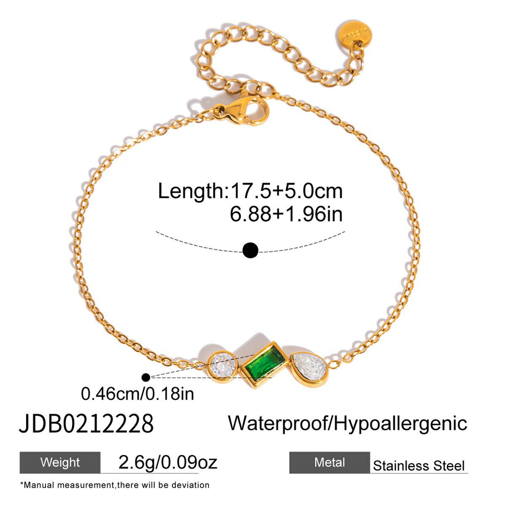 Damen Armband mit grünem Edelstein und Zirkonia-Akzenten Shop Nory