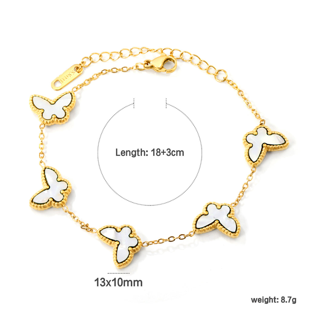 Damen Armband mit bunten Schmetterlingsanhängern und hochwertiger Goldbeschichtung Shop Nory