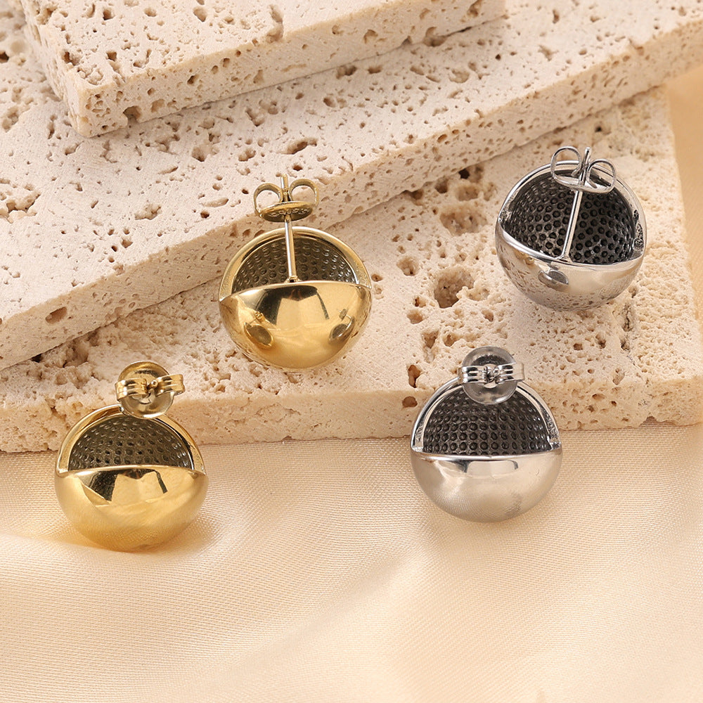 Damen Goldene Ohrringe mit modernem, halbrundem Design Shop Nory