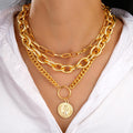 Damen Halskette mit mehrlagigem Kettendesign und hochwertigem Medaillon Shop Nory