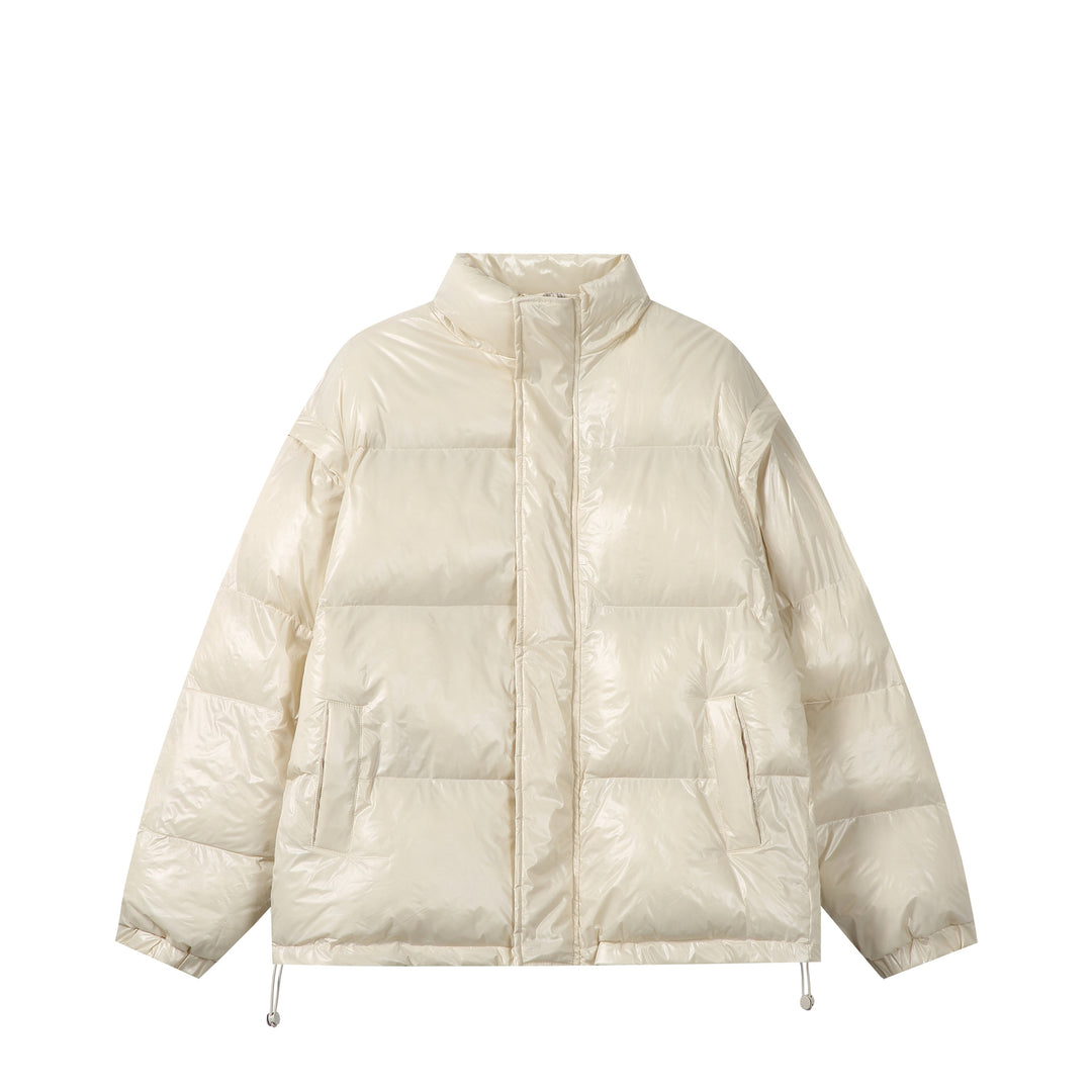 Unisex Glänzende Boxy‑Wattierte Oversize‑Pufferjacke mit hohem Stehkragen Shop Nory