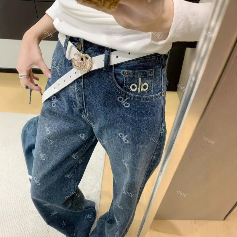 Damen Modische Baggy Jeans mit hohem Bund Shop Nory