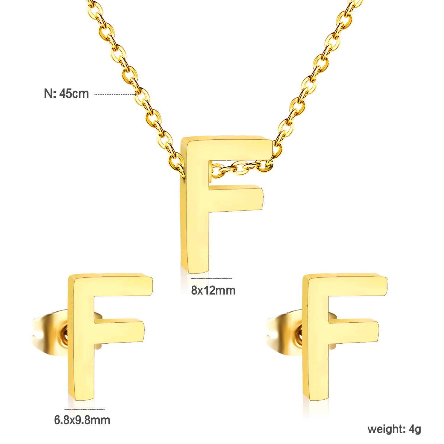 Damen Schmuckset mit K-Anhänger und passenden Ohrsteckern Shop Nory