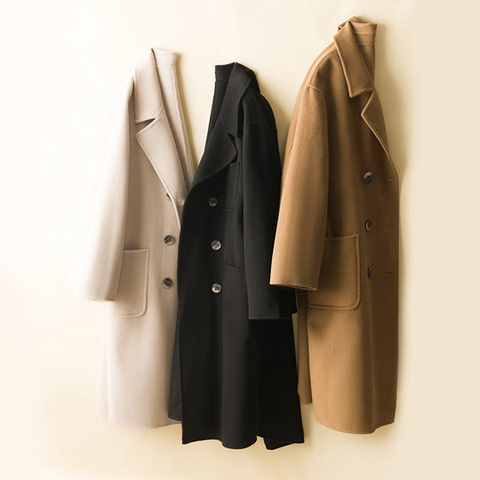 Damen Oversized Doppelreiher Wollmix‑Mantel mit aufgesetzten Taschen Shop Nory