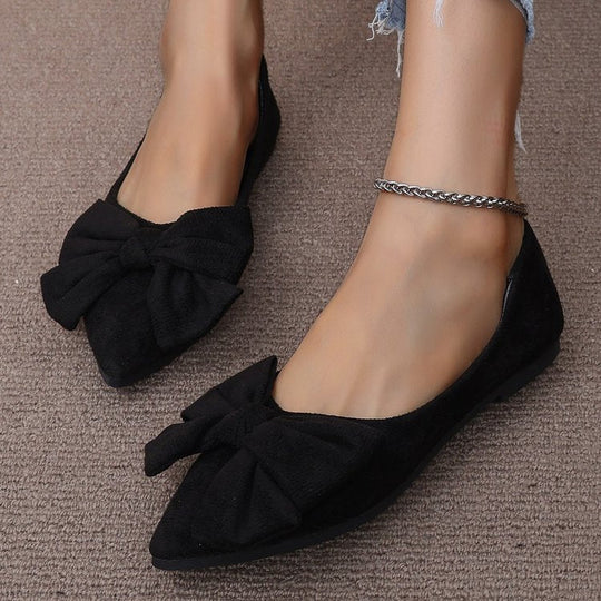 Damen Ballerinas mit dekorativem Schleifen-Design und spitzem Zehenbereich