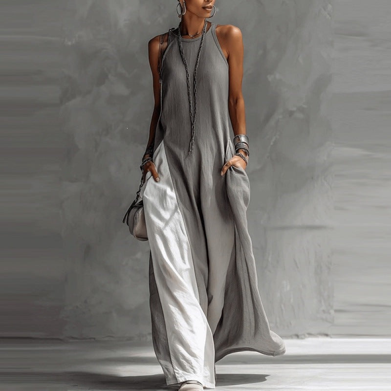 Damen Lässiges Maxikleid mit asymmetrischem Schnitt und tiefem Rückenausschnitt