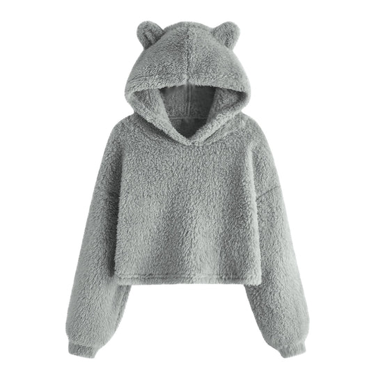 Damen Kuscheliger Fleece Hoodie mit Bärenohren