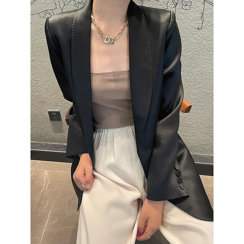 Damen Eleganter, taillierter Satinblazer Shop Nory