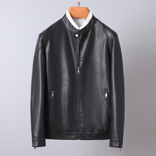 Herren Minimalistisches Kunstleder-Blouson mit Stehkragen und seitlichen Reißverschlusstaschen Shop Nory