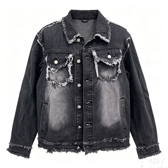 Herren Modische Jeansjacke mit Fransen Shop Nory