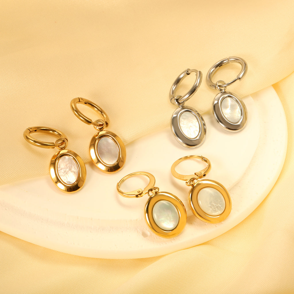 Damen Hängende Ohrringe mit stilvollen, runden Anhängern aus hochwertigem Gold Shop Nory